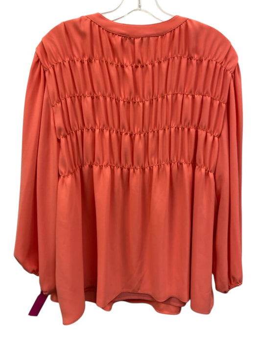 Trina Turk Size XXL Neon Pink Polyester Blend Long Sleeve Elastic Surplice Top Neon Pink / XXL