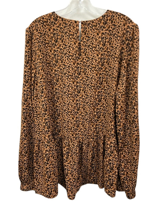 Pomander Place Size XXL Black & Brown Polyester Long Sleeve Animal Print Top Black & Brown / XXL