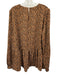 Pomander Place Size XXL Black & Brown Polyester Long Sleeve Animal Print Top Black & Brown / XXL