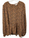 Pomander Place Size XXL Black & Brown Polyester Long Sleeve Animal Print Top Black & Brown / XXL