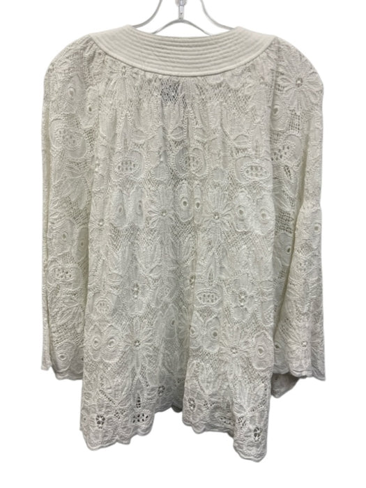Tuckernuck Size XXL White Cotton Long Sleeve Crochet Lace tunic neckline Top White / XXL
