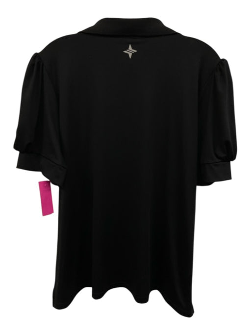 Tuckernuck Size XXL Black Polyester Blend Short Puff Sleeve Collar Polo Top Black / XXL
