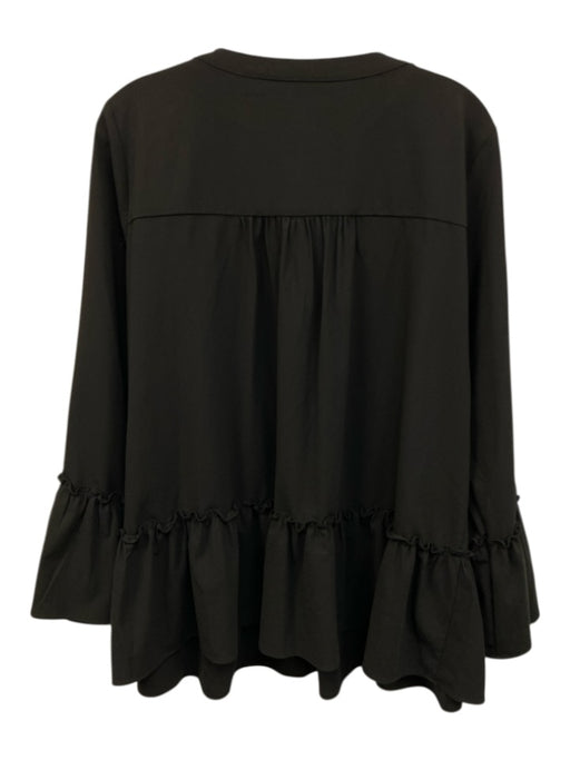 Pomander Place Size XXL Black Polyester Blend Long Bell Sleeve Tiered Top Black / XXL