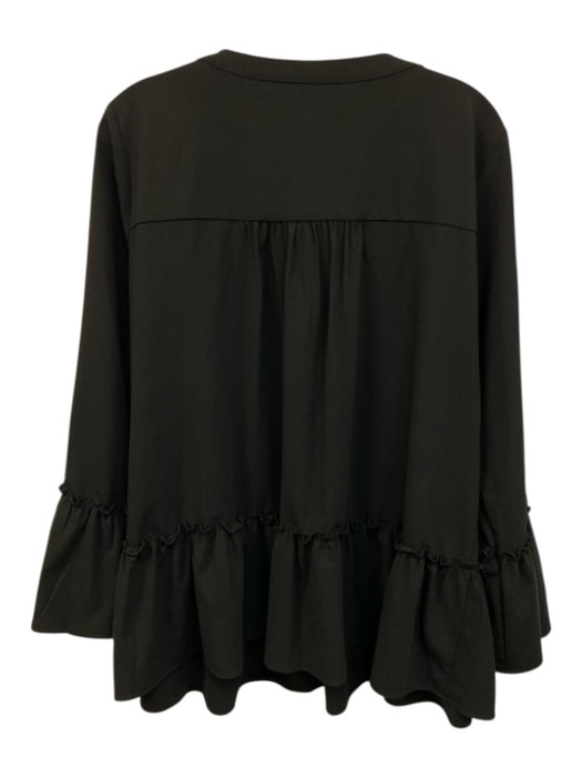 Pomander Place Size XXL Black Polyester Blend Long Bell Sleeve Tiered Top Black / XXL