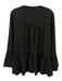 Pomander Place Size XXL Black Polyester Blend Long Bell Sleeve Tiered Top Black / XXL