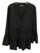 Pomander Place Size XXL Black Polyester Blend Long Bell Sleeve Tiered Top Black / XXL