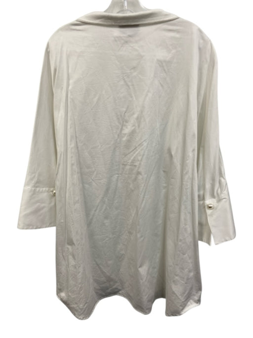 Tuckernuck Size XXL White Cotton Blend Long Sleeve Faux Pearl Collar Top White / XXL