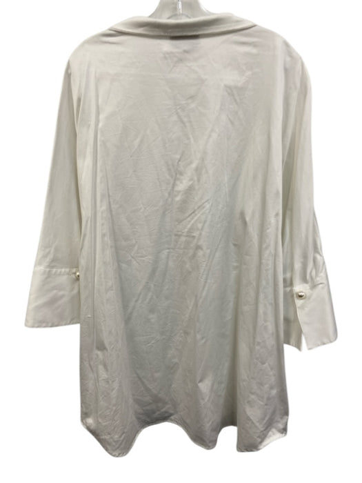 Tuckernuck Size XXL White Cotton Blend Long Sleeve Faux Pearl Collar Top White / XXL