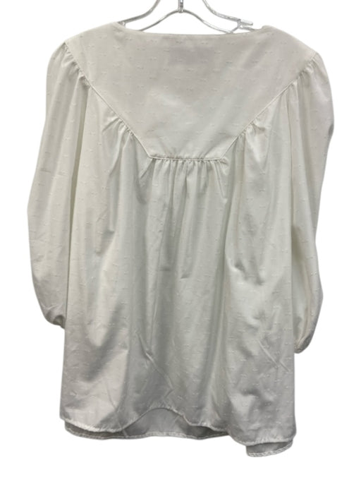 Tuckernuck Size XXL White Polyester Half Puff Sleeve Swiss Dot Gathered Top White / XXL