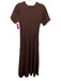 Hyacinth House Size XXL Brown Rayon Blend Short Sleeve Ribbed Pleated Midi Dress Brown / XXL