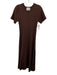 Hyacinth House Size XXL Brown Rayon Blend Short Sleeve Ribbed Pleated Midi Dress Brown / XXL