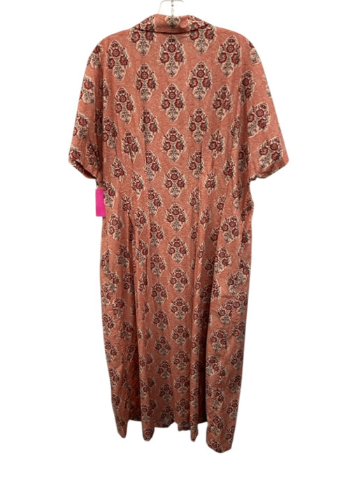 Tuckernuck Size XXL Red, Pink, Black Cotton Short Sleeve Floral Pleated Dress Red, Pink, Black / XXL