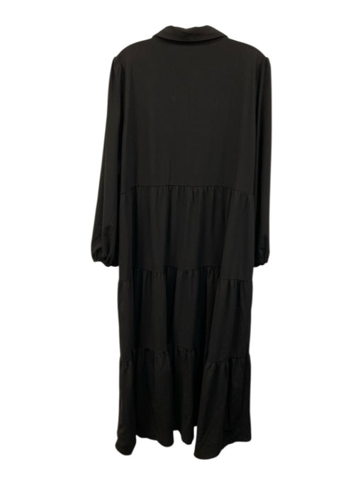 Pomander Place Size XXL Black Polyester Blend Long Sleeve Quarter Button Dress Black / XXL