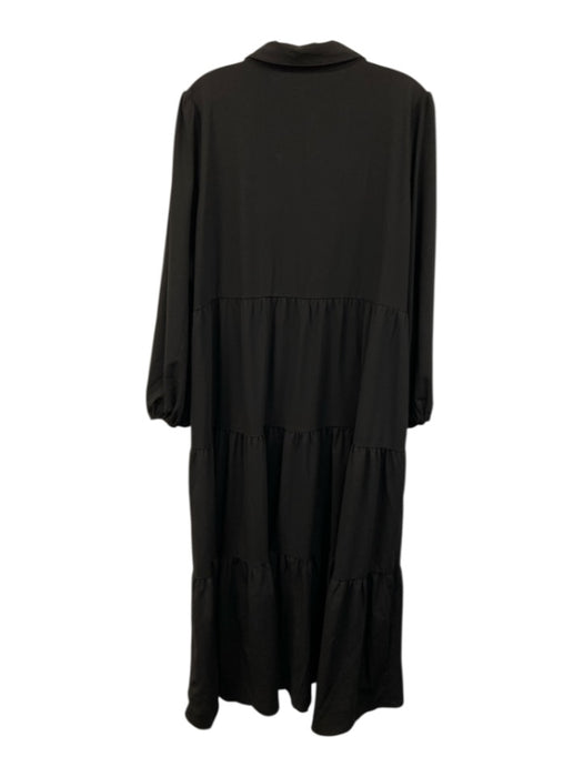 Pomander Place Size XXL Black Polyester Blend Long Sleeve Quarter Button Dress Black / XXL