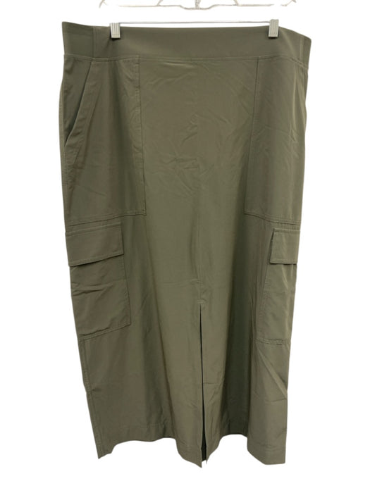 Athleta Size 16 Army Fatigue Green Elastic Waist Cargo Pockets Front Slit Skirt Army Fatigue Green / 16