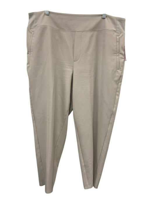 Athleta Size 18 Beige Polyester Elastic Waist Mid Rise Pockets Tapered Pants Beige / 18