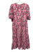 Hyacinth House Size XXL Pink & Green Cotton Short Puff Sleeve Floral Print Dress Pink & Green / XXL