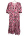 Hyacinth House Size XXL Pink & Green Cotton Short Puff Sleeve Floral Print Dress Pink & Green / XXL