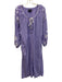 Madison Mathews Size XL Blue & White Cotton Long puff sleeve Embroidered Dress Blue & White / XL
