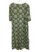 Tuckernuck Size XXL Green, Beige, Blue Cotton Short Sleeve Floral Print Dress Green, Beige, Blue / XXL