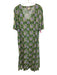Tuckernuck Size XXL Green, Beige, Blue Cotton Short Sleeve Floral Print Dress Green, Beige, Blue / XXL