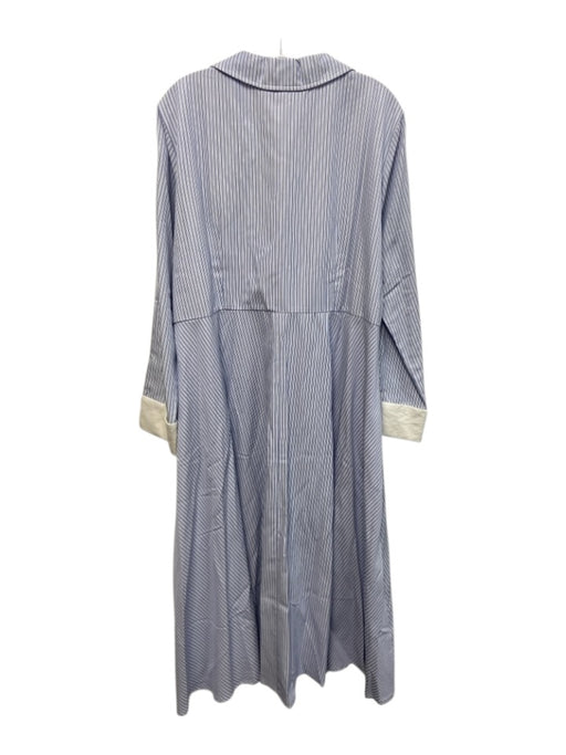 Pomander Place Size XXL Blue & White Polyester & Cotton Stripe Shirt Dress Blue & White / XXL