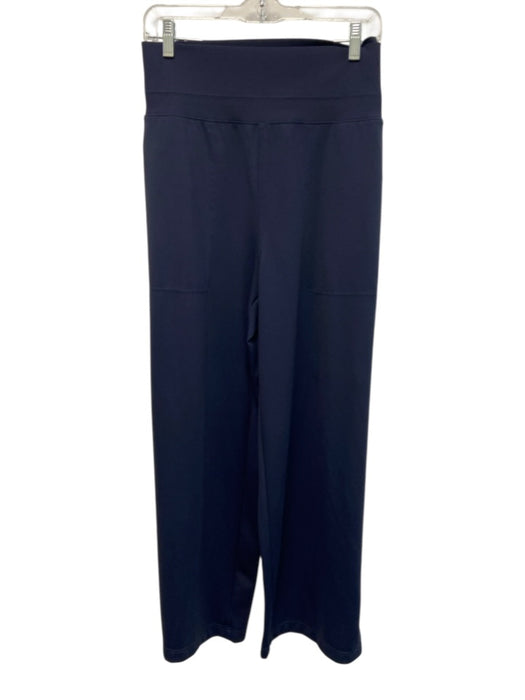 Athleta Size 1X Navy Blue Nylon & Spandex Elastic Waist Pockets Wide Leg Pants Navy Blue / 1X