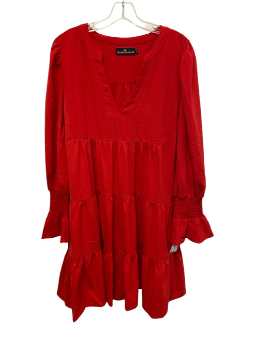 Pomander Place Size XXL Red Polyester & Spandex Long puff sleeve Tiered Dress Red / XXL