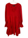 Pomander Place Size XXL Red Polyester & Spandex Long puff sleeve Tiered Dress Red / XXL