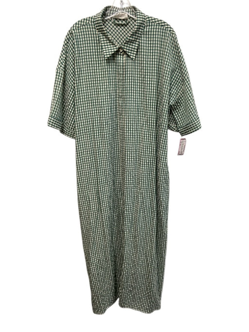Pomander Place Size XXL Green & White Polyester & Cotton Short Sleeve Midi Dress Green & White / XXL