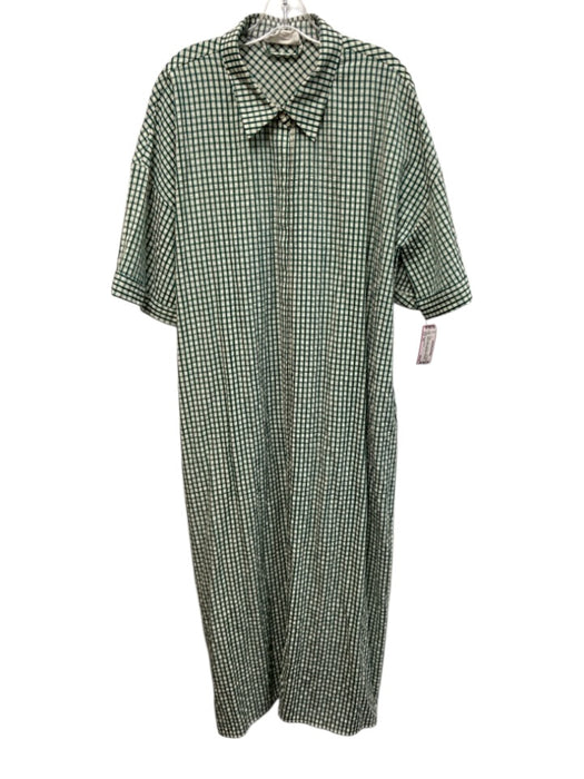 Pomander Place Size XXL Green & White Polyester & Cotton Short Sleeve Midi Dress Green & White / XXL