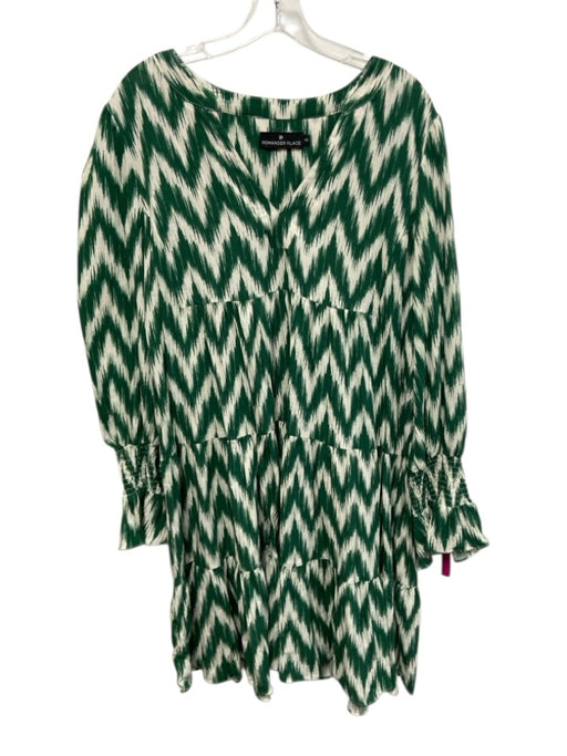 Pomander Place Size XXL Green & White Rayon & Nylon Long puff sleeve Dress Green & White / XXL