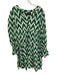 Pomander Place Size XXL Green & White Rayon & Nylon Long puff sleeve Dress Green & White / XXL