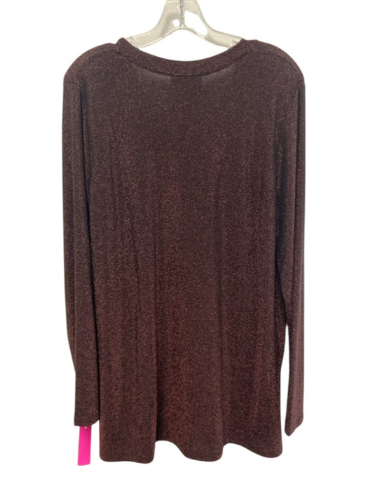 Johnny Was Jade Size 1X Black & Purple Nylon & Metallic Long Sleeve V Neck Top Black & Purple / 1X