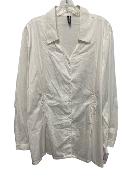 Stella Carakasi Size XXL White Cotton & Nylon Long Sleeve Buttons Blouse Top White / XXL