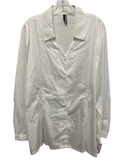Stella Carakasi Size XXL White Cotton & Nylon Long Sleeve Buttons Blouse Top White / XXL
