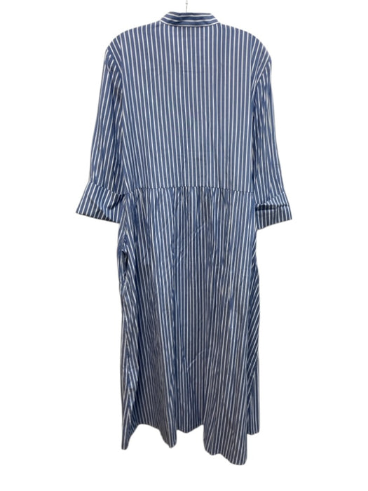 Tuckernuck Size XXL Blue & White Polyester & Cotton 3/4 Sleeve Stripe Midi Dress Blue & White / XXL