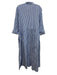Tuckernuck Size XXL Blue & White Polyester & Cotton 3/4 Sleeve Stripe Midi Dress Blue & White / XXL