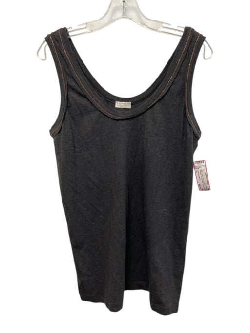 Brunello Cucinelli Size XL Gray & Copper Cotton & Elastane Sleeveless Tank Top Gray & Copper / XL