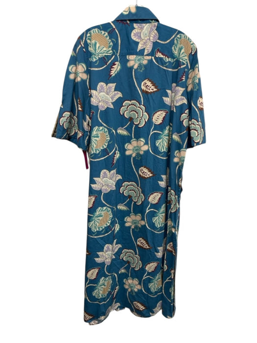 Tuckernuck Size XXL Blue, Purple, Multi Cotton Short Sleeve Floral Print Dress Blue, Purple, Multi / XXL