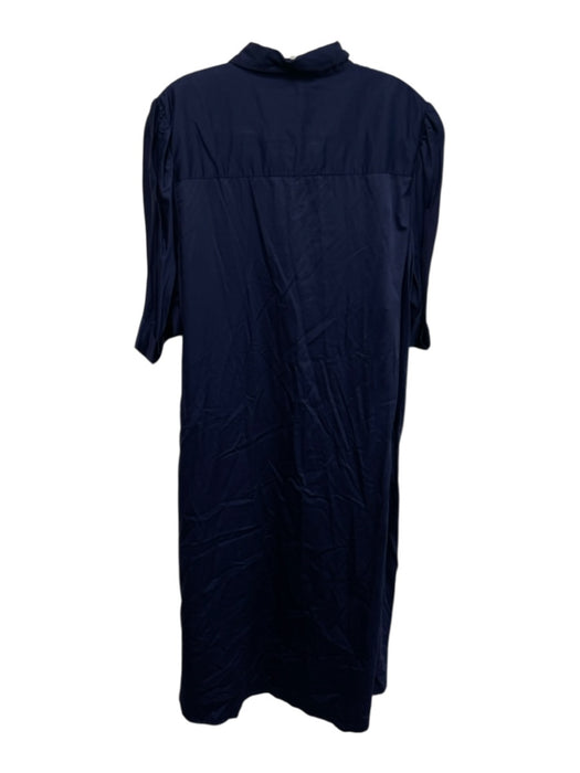 DO+BE Size XXL Navy Blue Cotton Short Sleeve Buttons Collar Below knee Dress Navy Blue / XXL