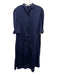 DO+BE Size XXL Navy Blue Cotton Short Sleeve Buttons Collar Below knee Dress Navy Blue / XXL