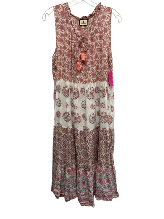 Tuckernuck Size 2XL Pink, Orange, White Cotton Sleeveless Floral Print Dress Pink, Orange, White / 2XL
