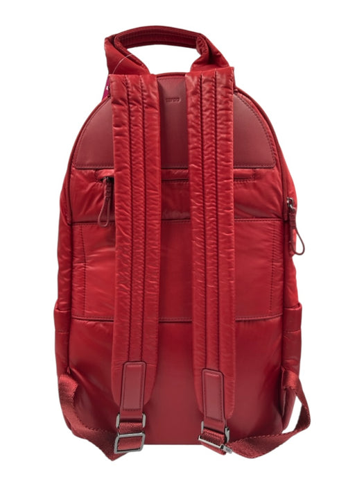 Caraa Red Nylon Shimmer Zip Up Backpack Bag Red / M
