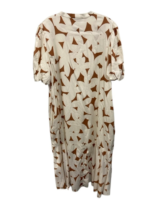Tuckernuck Size XXL Cream & Brown Cotton Blend Floral Silhouette Maxi Dress Cream & Brown / XXL