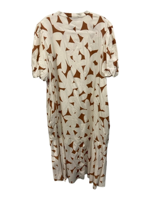 Tuckernuck Size XXL Cream & Brown Cotton Blend Floral Silhouette Maxi Dress Cream & Brown / XXL