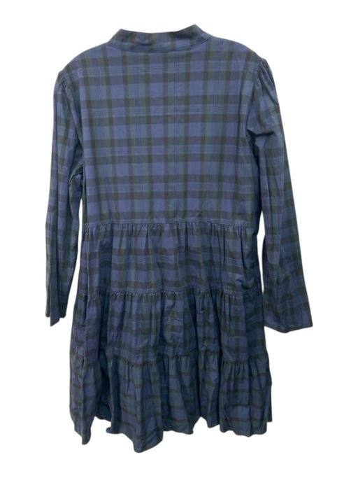 Sail To Sable Size XXL Navy blue & green Cotton Blend Split V Neck Plaid Dress Navy blue & green / XXL