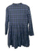 Sail To Sable Size XXL Navy blue & green Cotton Blend Split V Neck Plaid Dress Navy blue & green / XXL