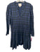 Sail To Sable Size XXL Navy blue & green Cotton Blend Split V Neck Plaid Dress Navy blue & green / XXL