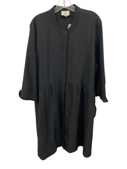Tuckernuck Size XXL Black Polyester Blend Button Down Long Sleeve Dress Black / XXL